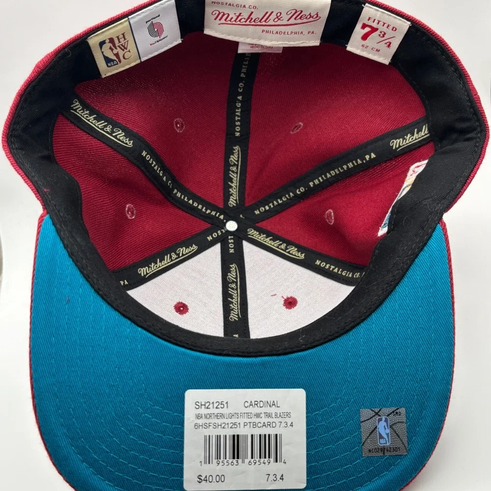 Mitchell & Ness Hat Mens 7 3/4 Cardinal Portland Trail Blazers NBA Fitted Cap